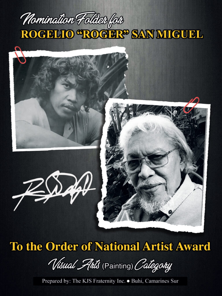 Renowned Painter Roger San Miguel has been nominated by the KJS to the Order of National Artist Award