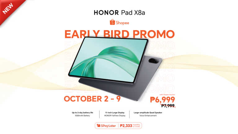 HONOR Pad X8a is available on Shopee starting October 2 for only Php 6,999!